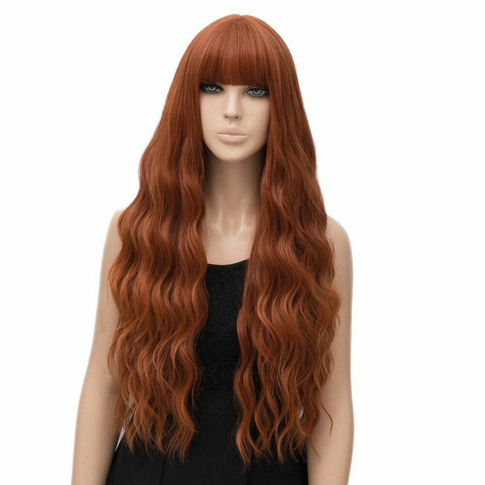 Copper Red// Wigs for Women//Wig//Bangs// Wavy Wigs//Long Hair// Costume//Auburn Red - Copper Red Auburn