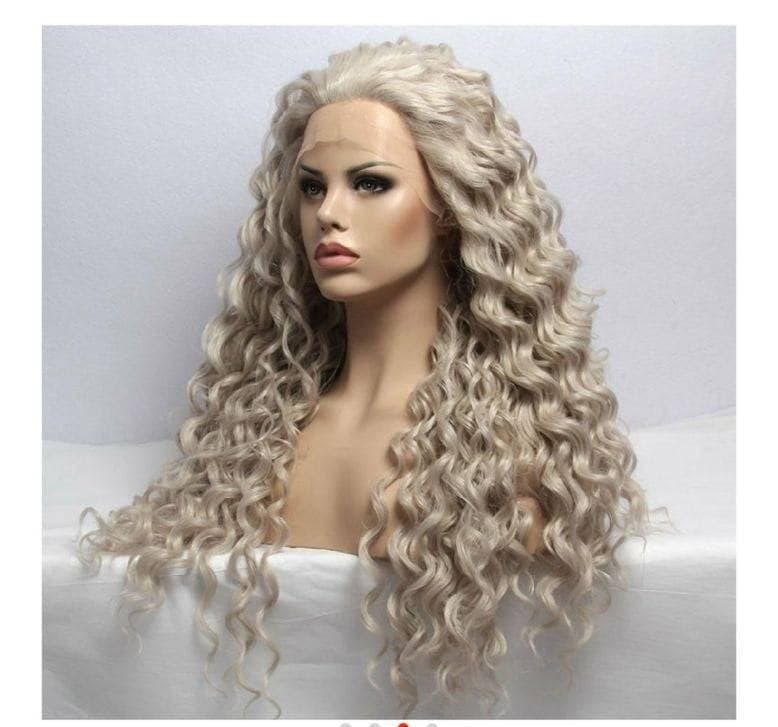 Ash White Blonde Lace Front Wig - White Blonde - Thumbnail 4