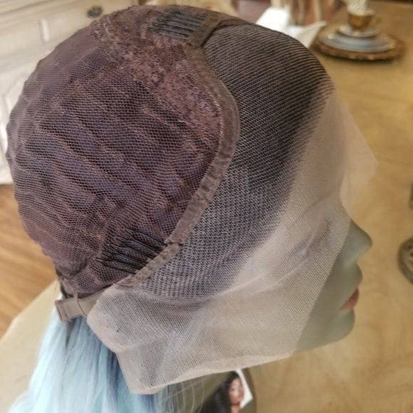 Ombre Mint Green Lace Front Wig - Ombre Black Green - Thumbnail 4