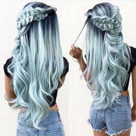 Ombre Mint Green Lace Front Wig - Ombre Black Green - Thumbnail 2
