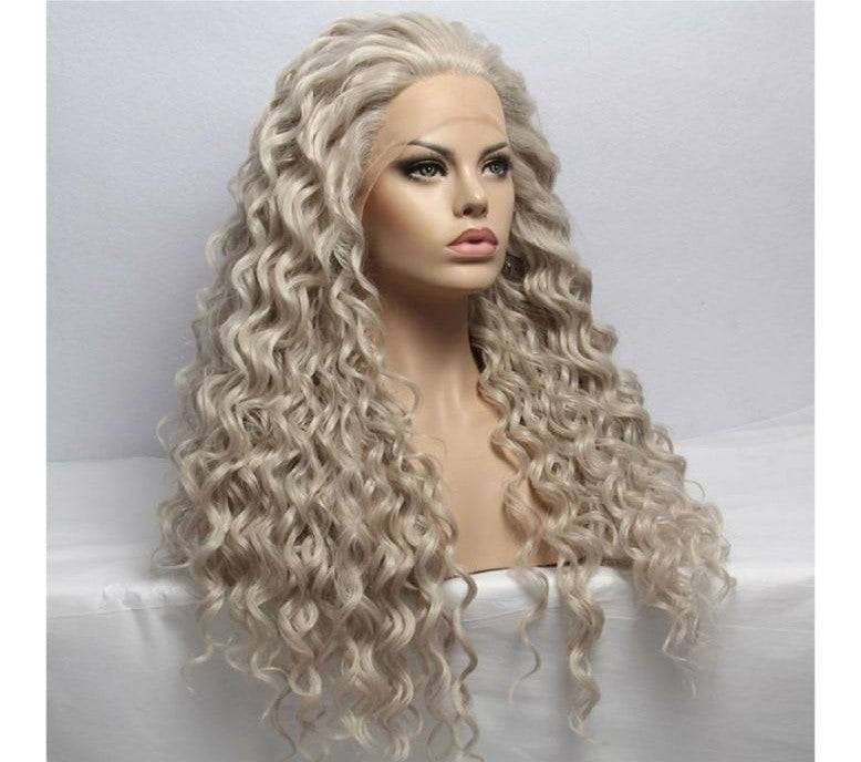 Ash White Blonde Lace Front Wig - White Blonde - Thumbnail 2