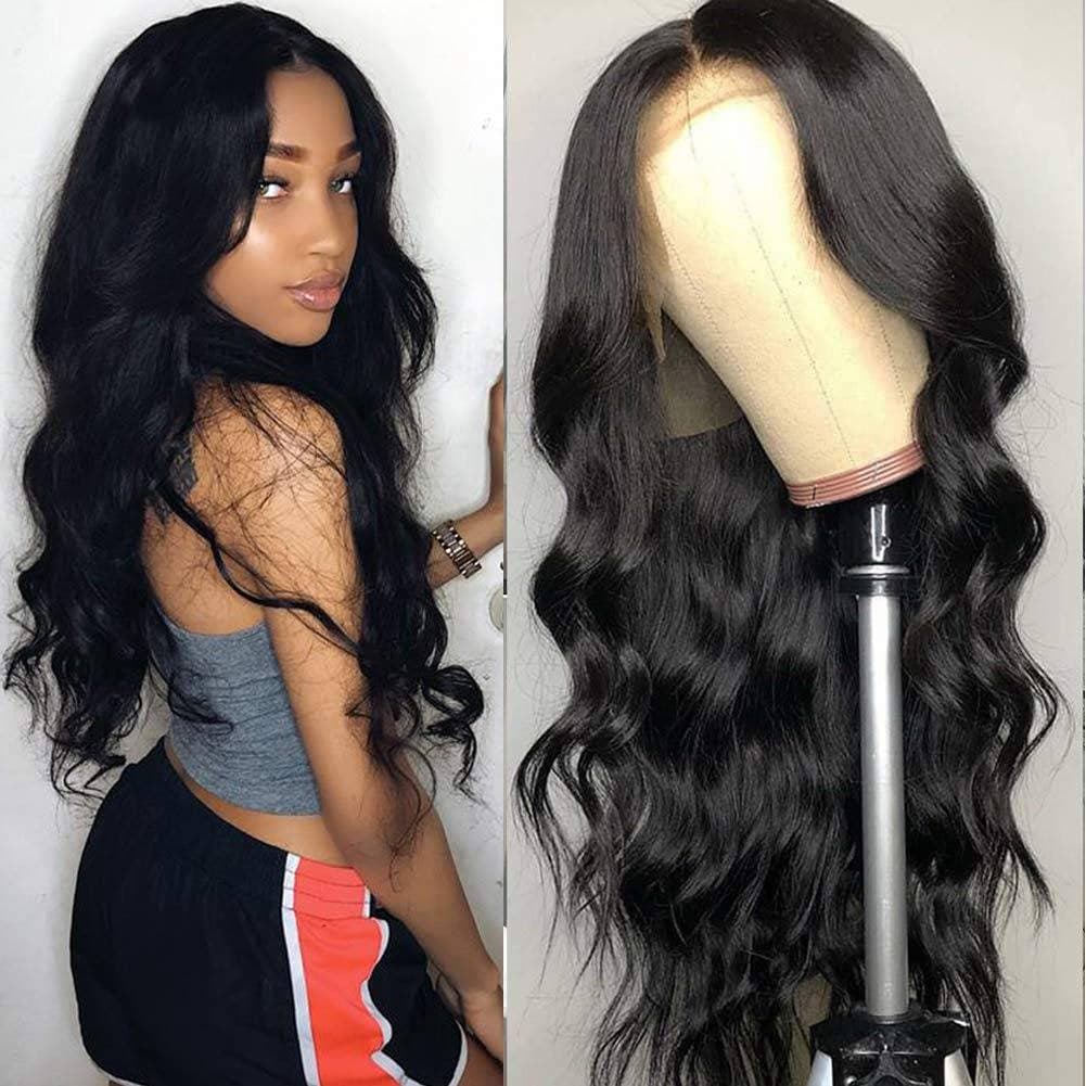 Human Hair Wig for Women Pre Plucked Hairline 150% Denisty Brazilian Body Wave Lace Front Wigs with Baby Hair Natural Color (16Inch) - Black - Thumbnail 3