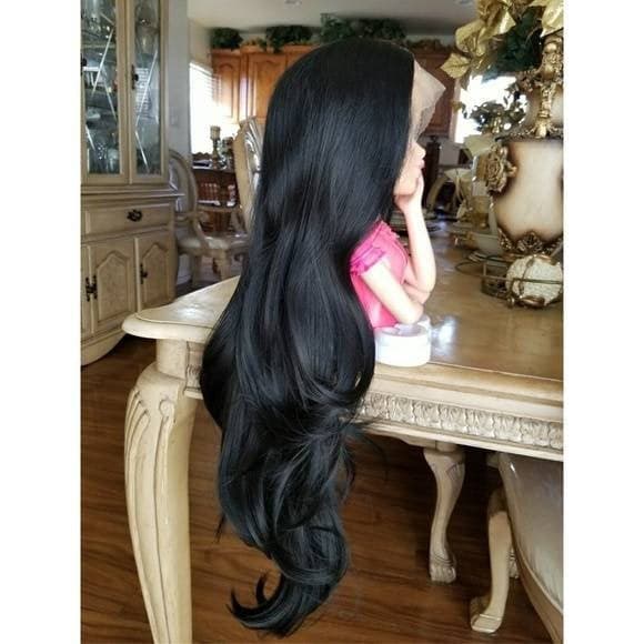 Black Bodywave Lace Front Wig - Black - Thumbnail 4