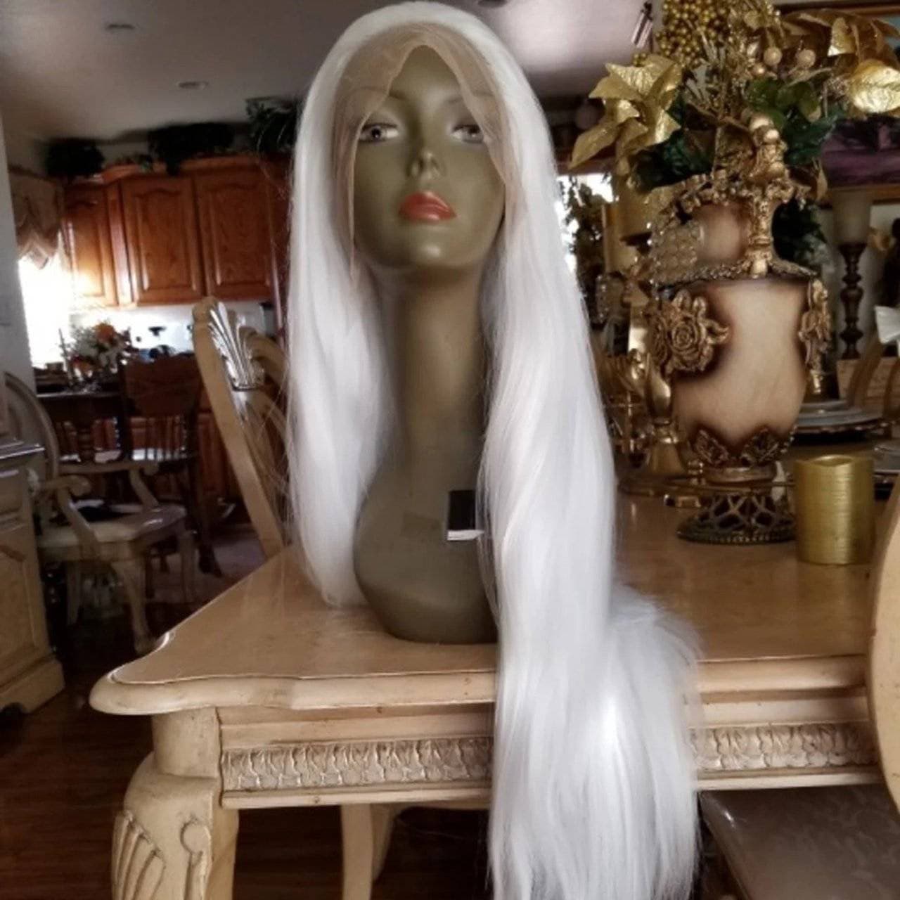 White Lace Front Wig - White - Thumbnail 4