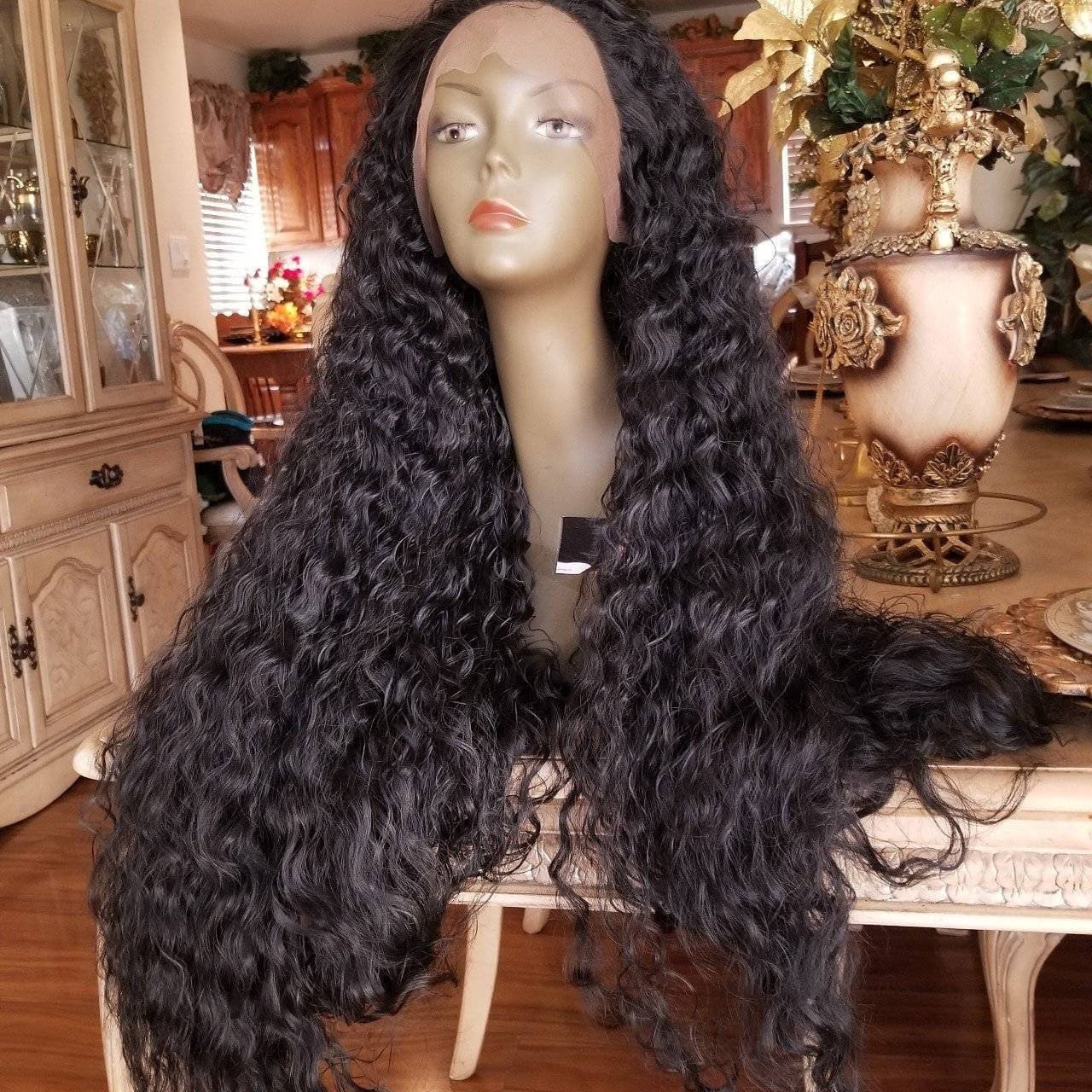 Black Curly Lace Front Wig - Black