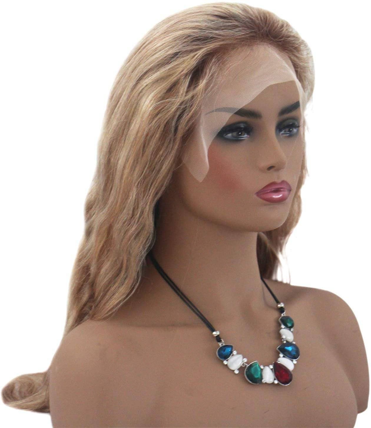 Balayage Ombre Human Hair Lace Front Wigs Medium Brown Roots to Golden Brown with Blonde Highlights Wavy Brazilian Remy Wig Glueless Lacewig - Ombre Blonde - Thumbnail 2