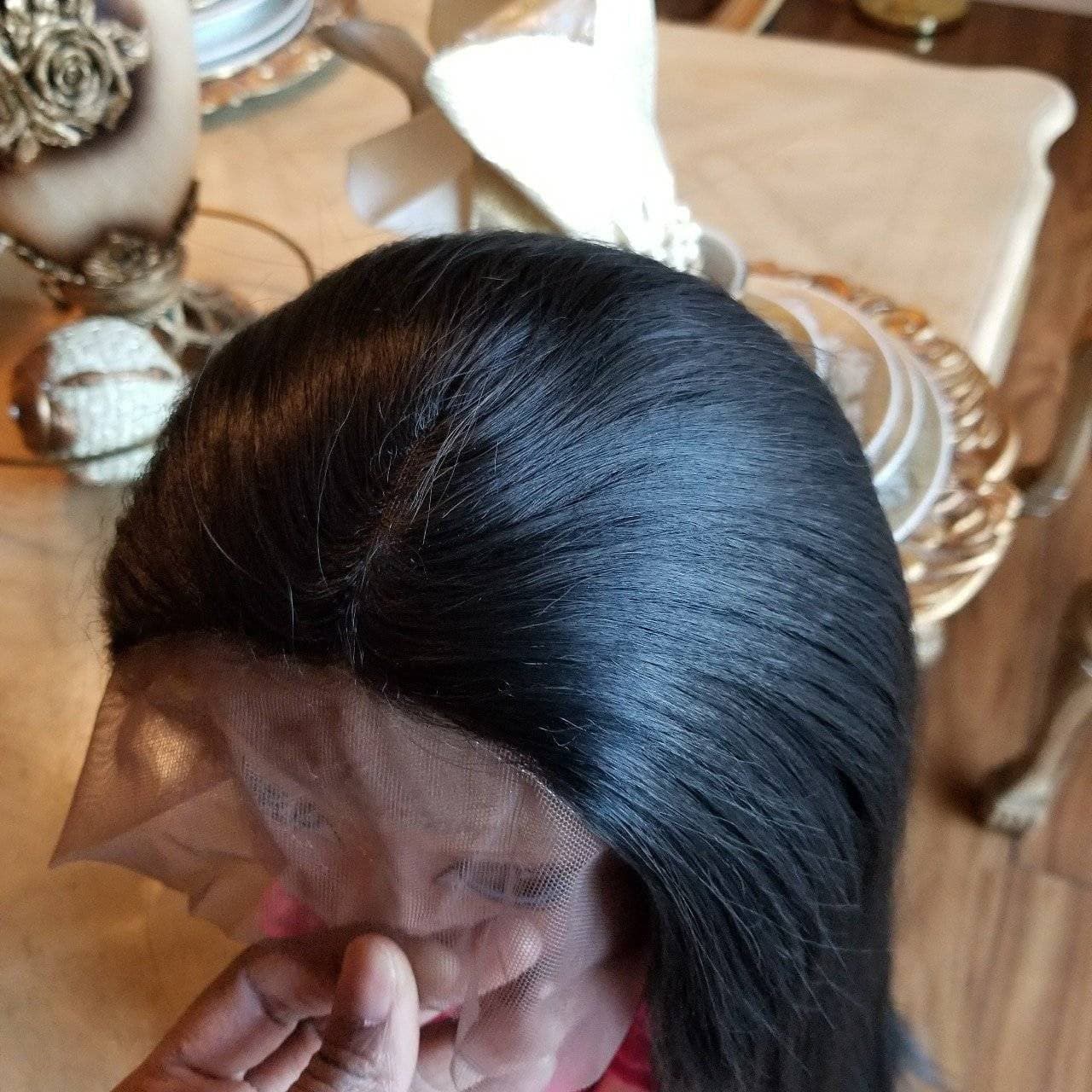 Black Yaki Lace Front Wig - Black - Thumbnail 4