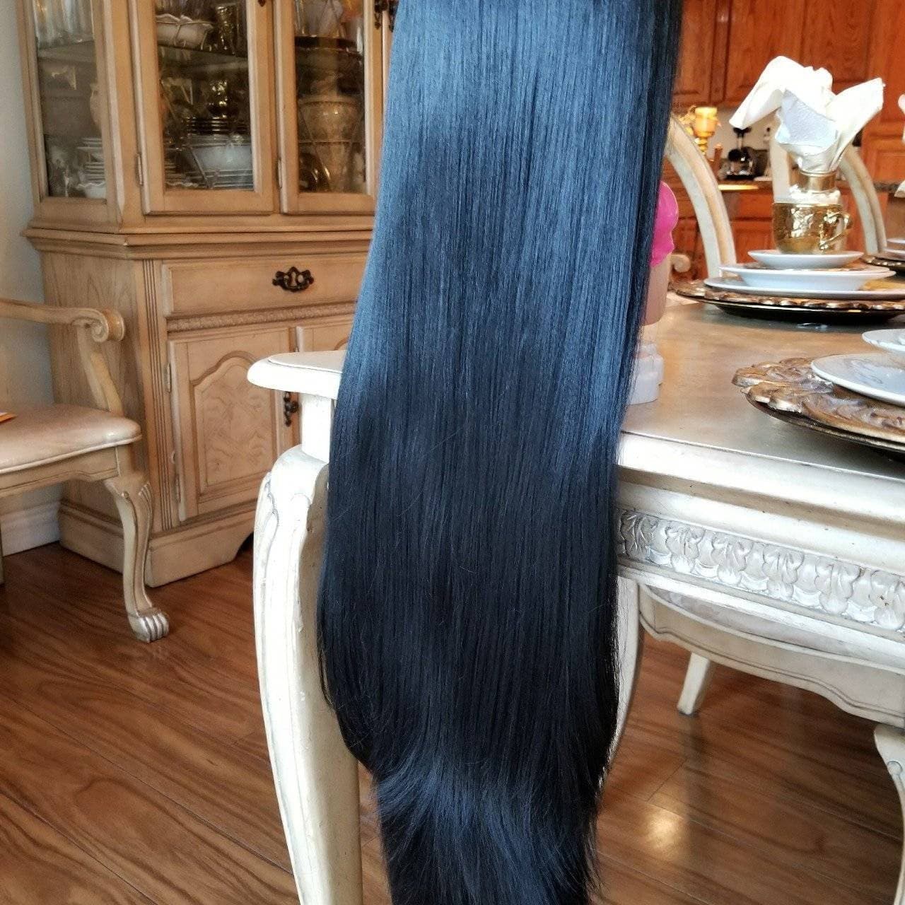 Black Yaki Lace Front Wig - Black - Thumbnail 5