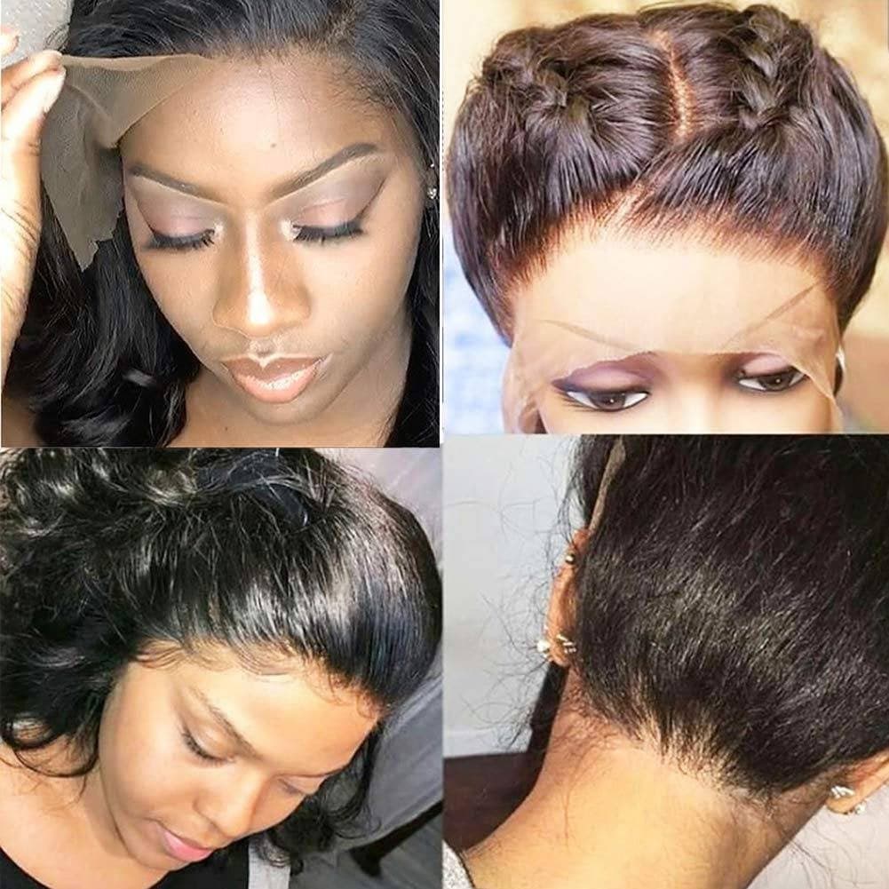 Human Hair Wig for Women Pre Plucked Hairline 150% Denisty Brazilian Body Wave Lace Front Wigs with Baby Hair Natural Color (16Inch) - Black - Thumbnail 5