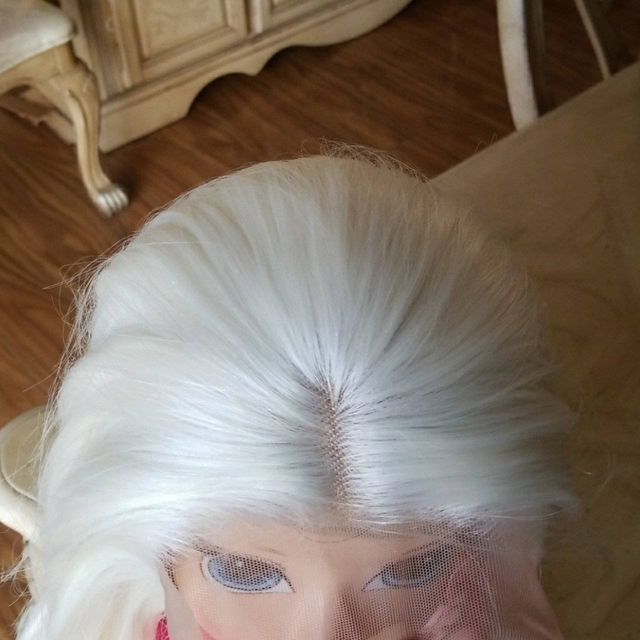 White Lace Front Wig - White - Thumbnail 5