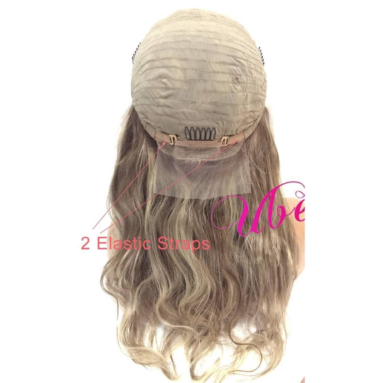 Balayage Ombre Human Hair Lace Front Wigs Medium Brown Roots to Golden Brown with Blonde Highlights Wavy Brazilian Remy Wig Glueless Lacewig - Ombre Blonde - Thumbnail 5