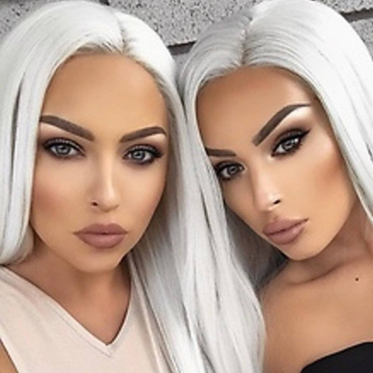White Lace Front Wig - White - Thumbnail 3
