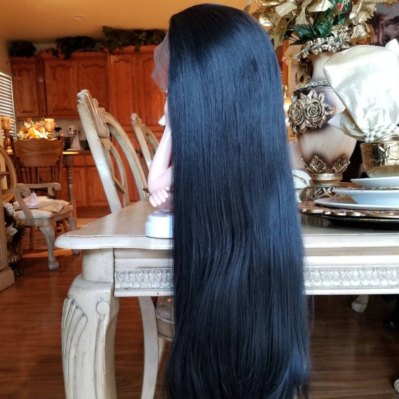Black Yaki Lace Front Wig - Black - Thumbnail 3