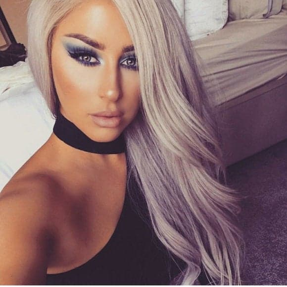 Gray Silver Lace Front Wig - Silver Gray - Thumbnail 4