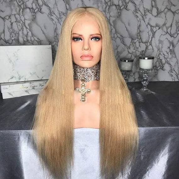 Human Hair/ Lace Front Wigs// Blonde//Long Hair// Straight// Curly// Brazilian Remy// Wig// Glueless Lacewig//Natural - As Pictured / 22 - Thumbnail 6