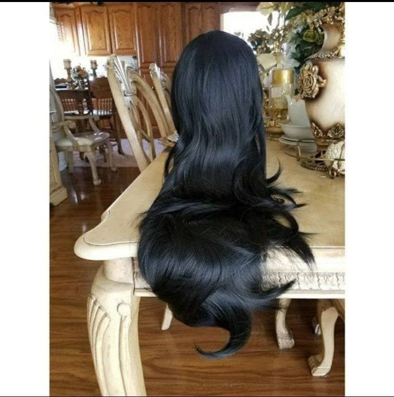 Black Straight Bodywave Lace Front Wig - Black - Thumbnail 5
