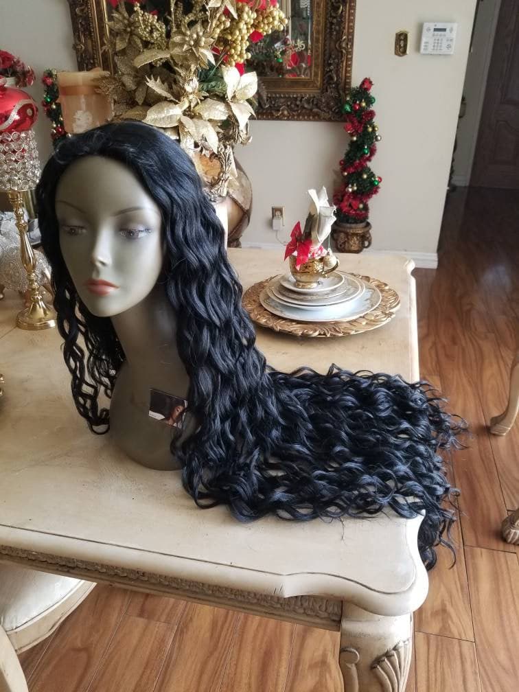 Black Straight//Wig//Gorgeous Hair//Curly/Silky Curly//Natural//Wigs for Women//Beautiful//Gorgeous//Wig//Human Hair Blend - Bleach Blonde - Thumbnail 3