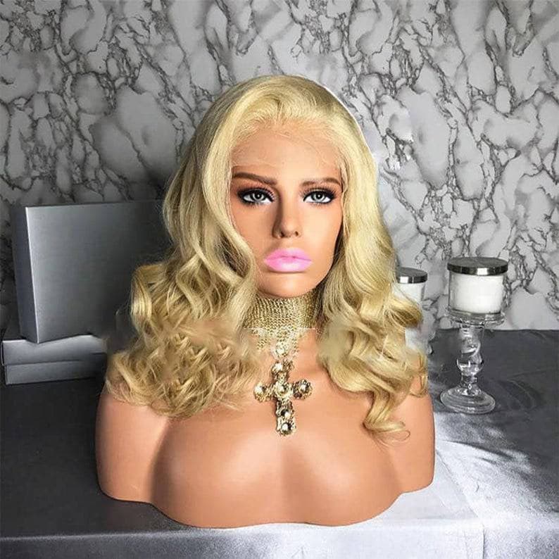 Human Hair/ Lace Front Wigs// Blonde//Long Hair// Straight// Curly// Brazilian Remy// Wig// Glueless Lacewig//Natural - As Pictured / 20 - Thumbnail 4