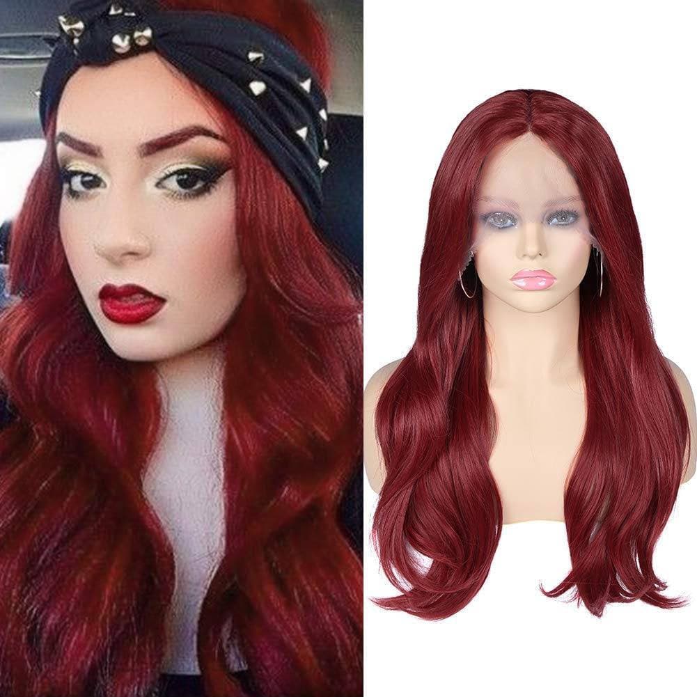 Dark Red// Beauty Waves//Lace Front Wig//Straight Wave//Body wave //Red//Natural//Wig - Copper Red - Thumbnail 5