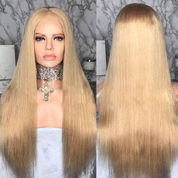 Human Hair/ Lace Front Wigs// Blonde//Long Hair// Straight// Curly// Brazilian Remy// Wig// Glueless Lacewig//Natural - As Pictured / 18 - Thumbnail 5