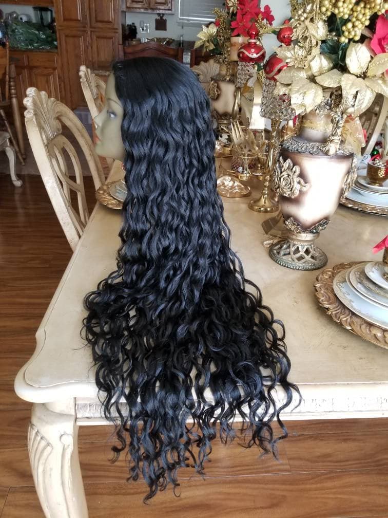Black Straight//Wig//Gorgeous Hair//Curly/Silky Curly//Natural//Wigs for Women//Beautiful//Gorgeous//Wig//Human Hair Blend - Bleach Blonde - Thumbnail 4