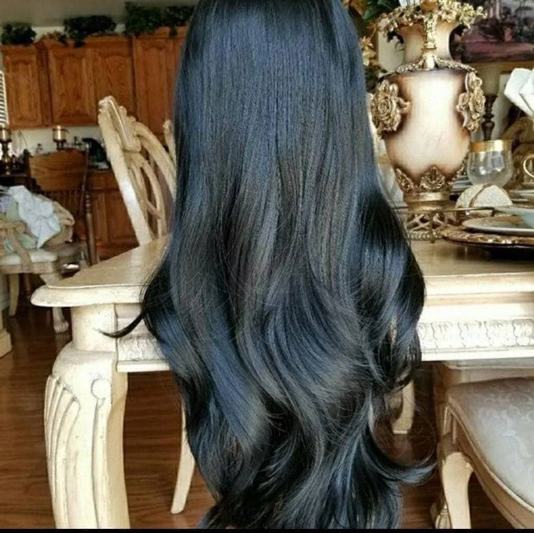 Black Straight Bodywave Lace Front Wig - Black - Thumbnail 3