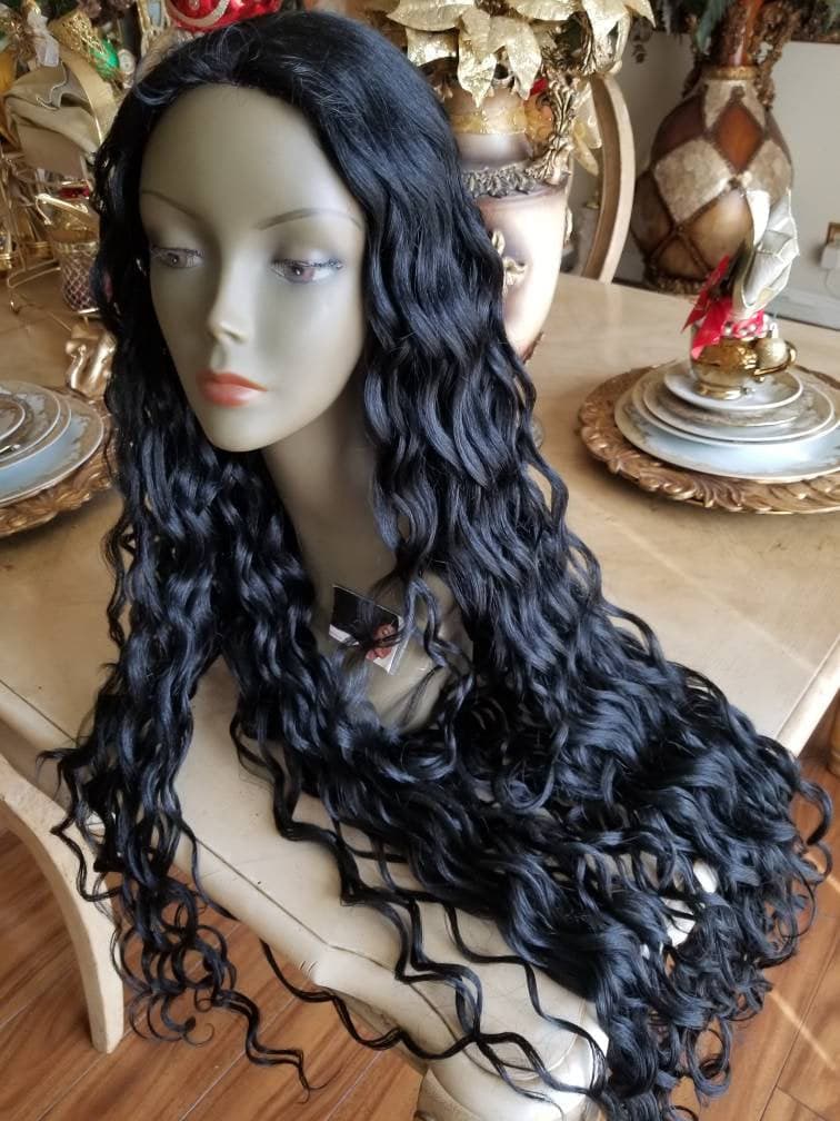 Black Straight//Wig//Gorgeous Hair//Curly/Silky Curly//Natural//Wigs for Women//Beautiful//Gorgeous//Wig//Human Hair Blend - Bleach Blonde