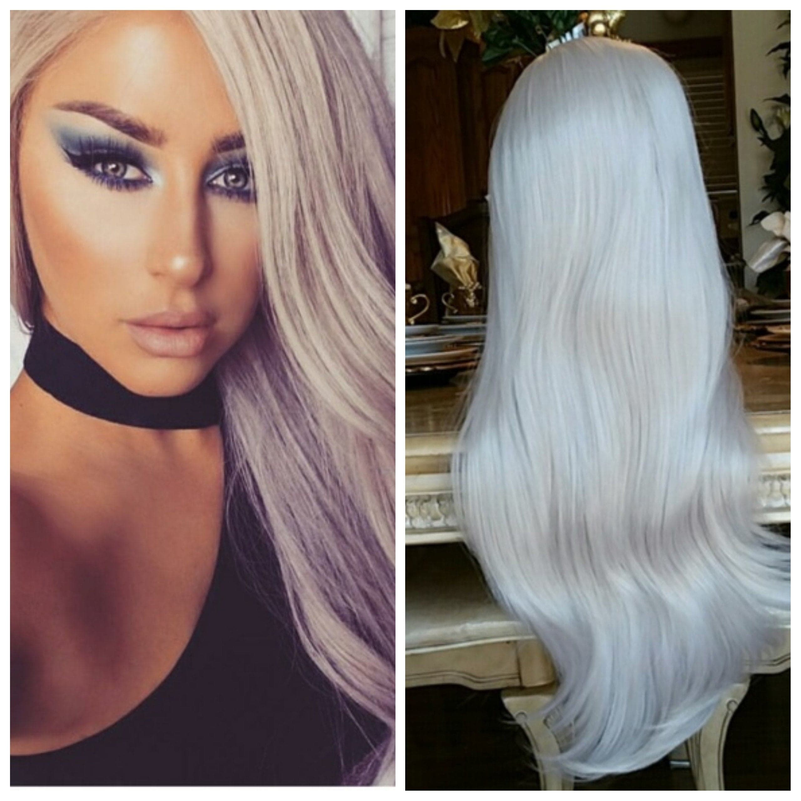 Gray Silver Lace Front Wig - Silver Gray - Thumbnail 2