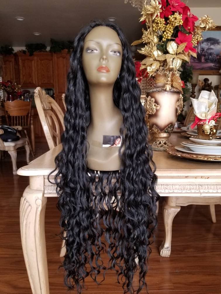 Black Straight//Wig//Gorgeous Hair//Curly/Silky Curly//Natural//Wigs for Women//Beautiful//Gorgeous//Wig//Human Hair Blend - Bleach Blonde - Thumbnail 2