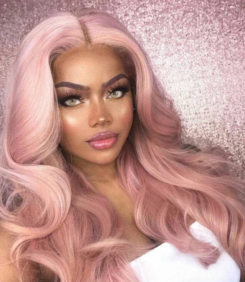 Peach Pink Beauty Lace Front Wig - Thumbnail 6