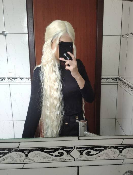 Bleach Blonde// Curly Lace Front Wig//Super Long Wig//Blonde//Beautiful - Bleach Blonde - Thumbnail 4