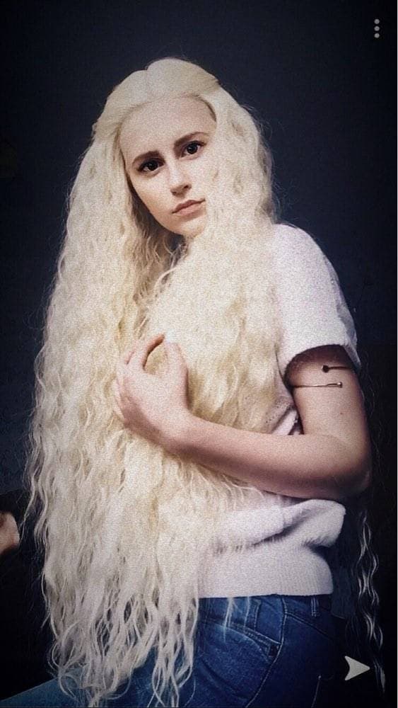 Bleach Blonde// Curly Lace Front Wig//Super Long Wig//Blonde//Beautiful - Bleach Blonde - Thumbnail 2
