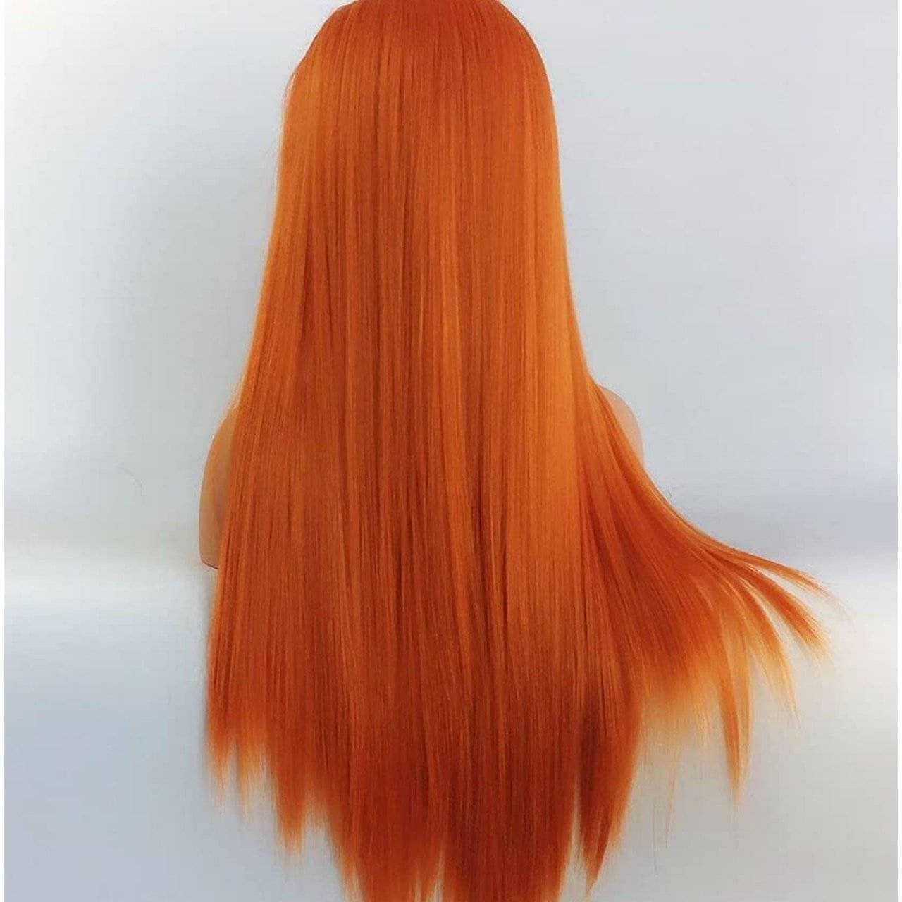 24" Autumn Twilight Long Straight Wavy Copper Red Lace Wig - Thumbnail 4