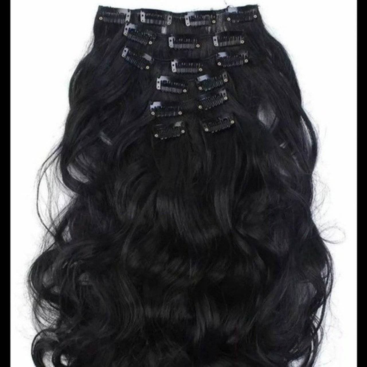 Black Wavy Clip in Extensions - Black - Thumbnail 2
