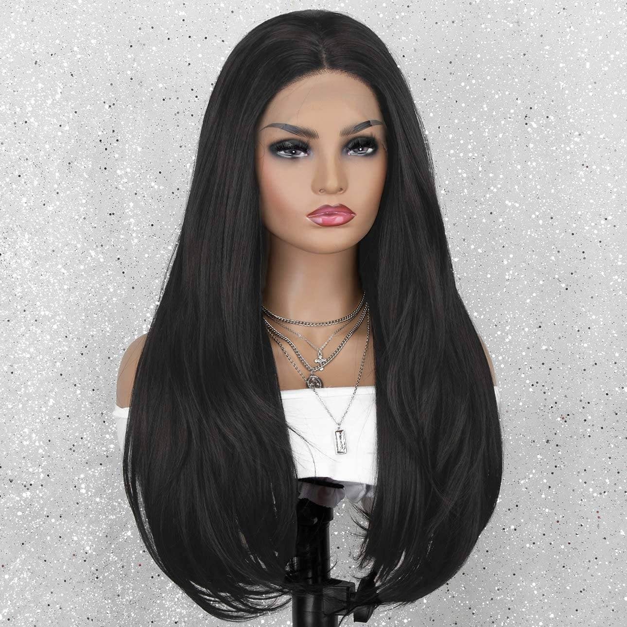 Black Layered Straight Bodywave Beauty Lace Front Wig 20 Inches!! - Thumbnail 2