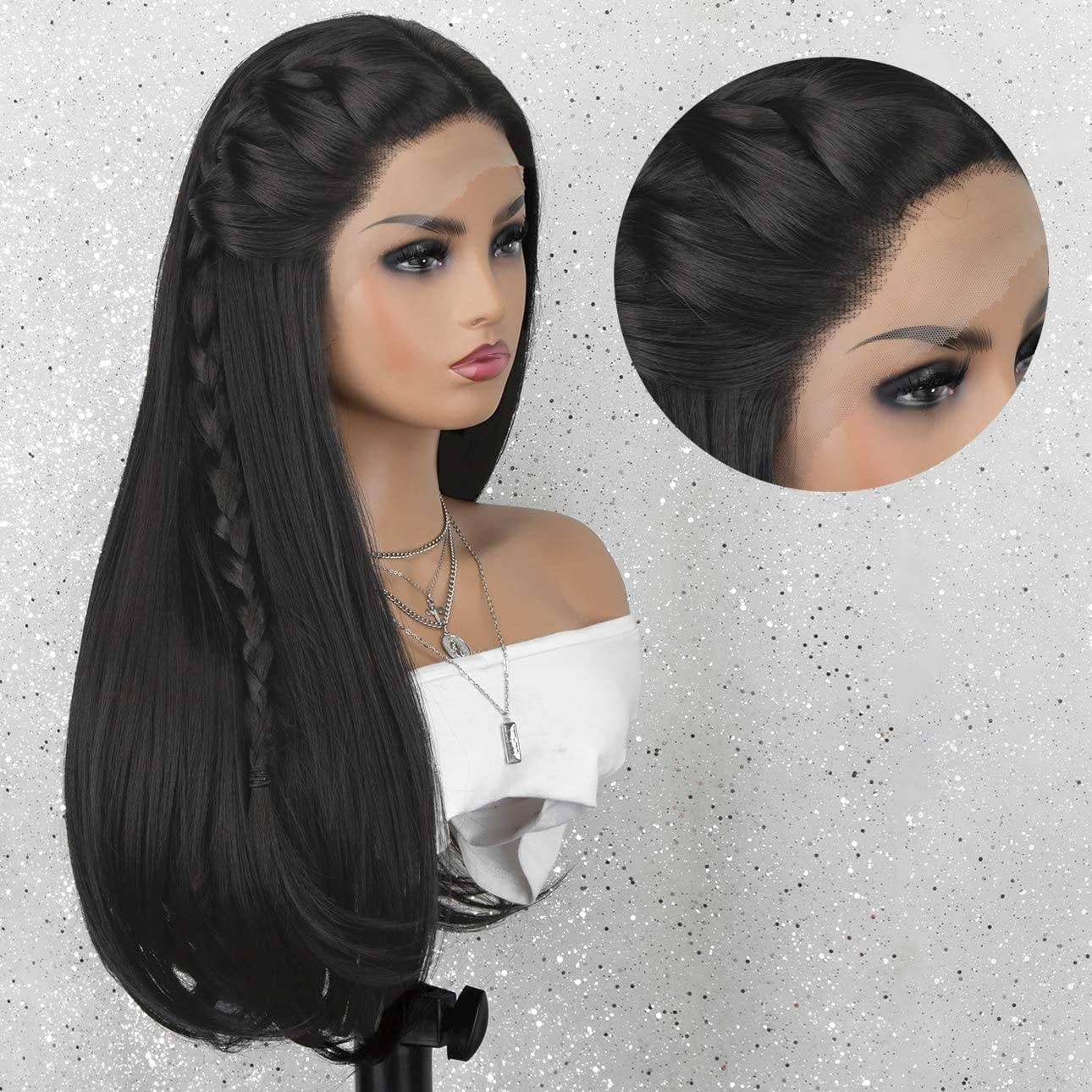 Black Layered Straight Bodywave Beauty Lace Front Wig 20 Inches!! - Thumbnail 4