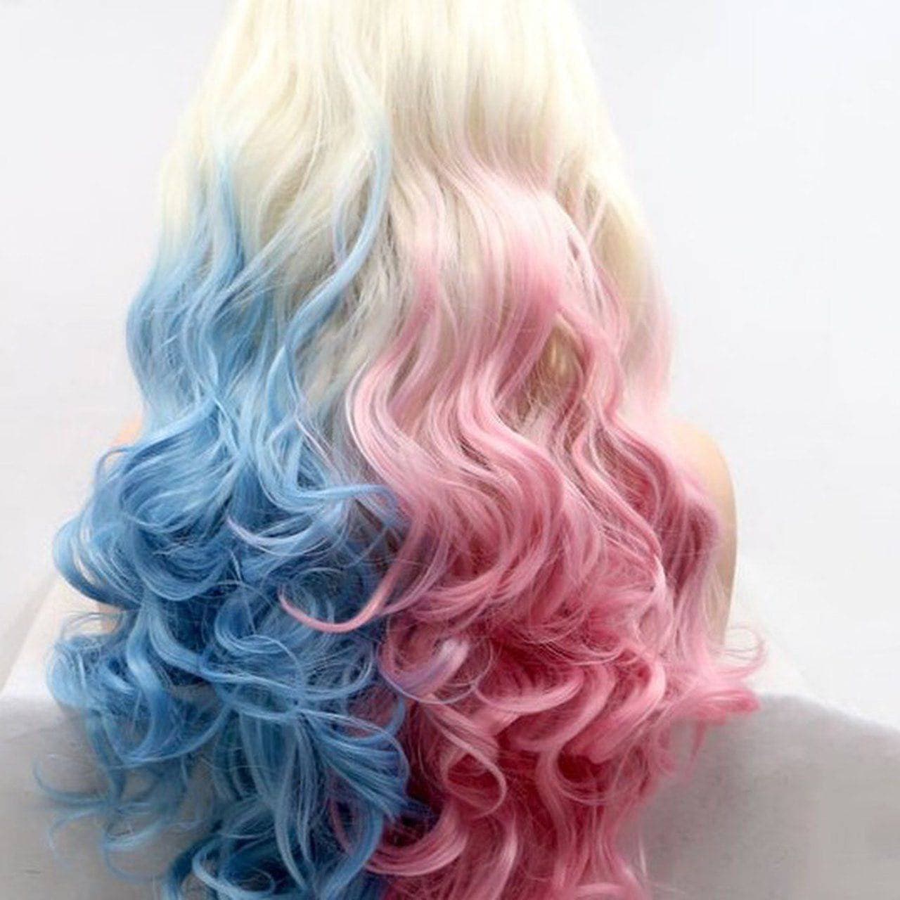 Blonde Pink Blue//Wavy// Lace Front Wig//Beautiful//Wig - Thumbnail 4