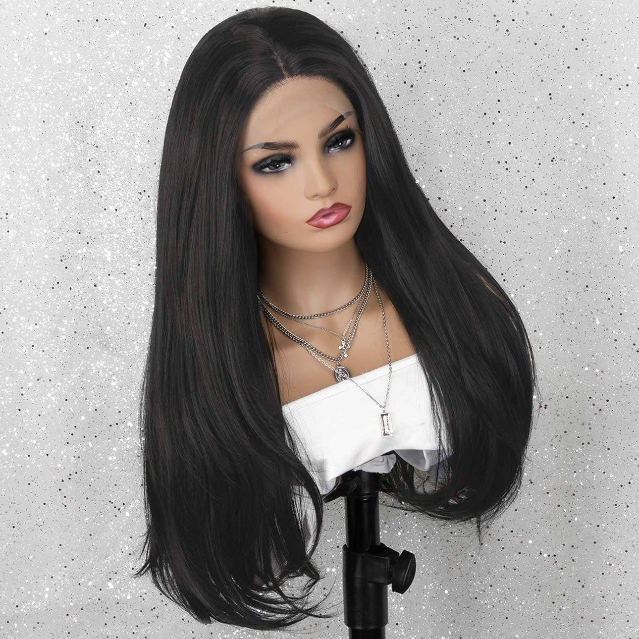 Black Layered Straight Bodywave Beauty Lace Front Wig 20 Inches!! - Thumbnail 5
