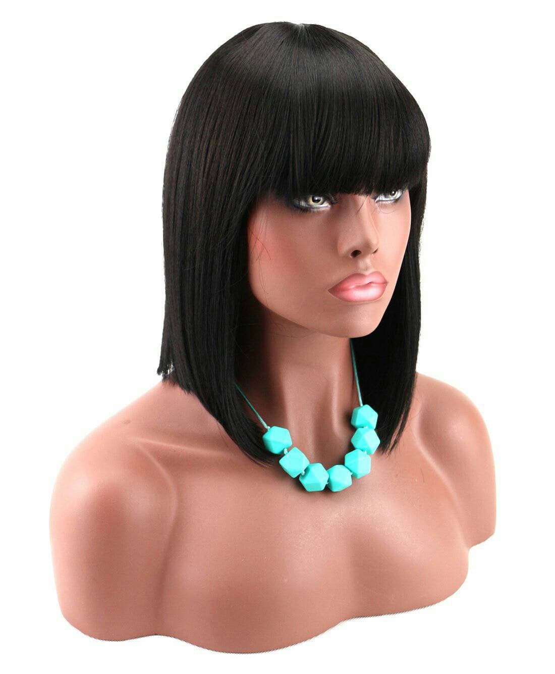 Black// Beauty Wig//Yaki Straight//Bob//Bangs//Short Wig - Thumbnail 3