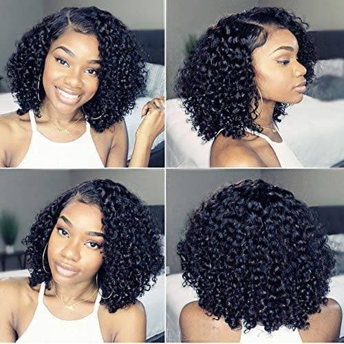 Black//Curly// Human Hair/ Lace Front Wigs// Beautiful// Curly// Brazilian Remy//Wig//Glueless// Lacewig//13x6//Natural - Black / 12-14 - Thumbnail 3