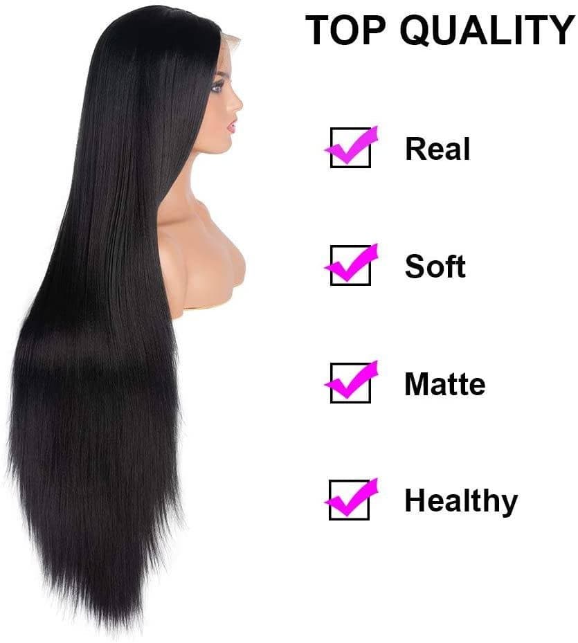 Black Straight//LaceFrontWig//GorgeousHair//Straight/Silky Straight//Natural//Wigs for Women//Beautiful//Gorgeous//Wig//Yaki - Bleach Blonde - Thumbnail 4