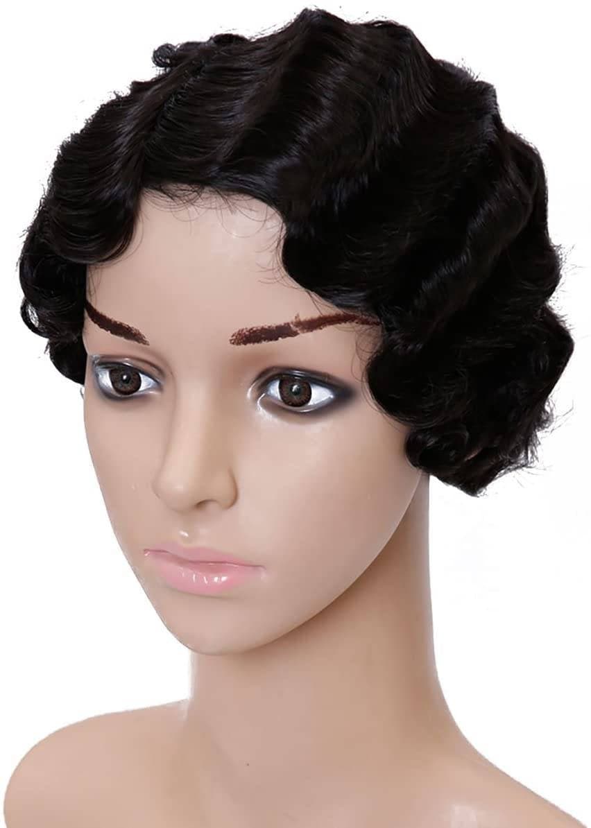 Black Finger Wave Beauty Full Wig - Thumbnail 3