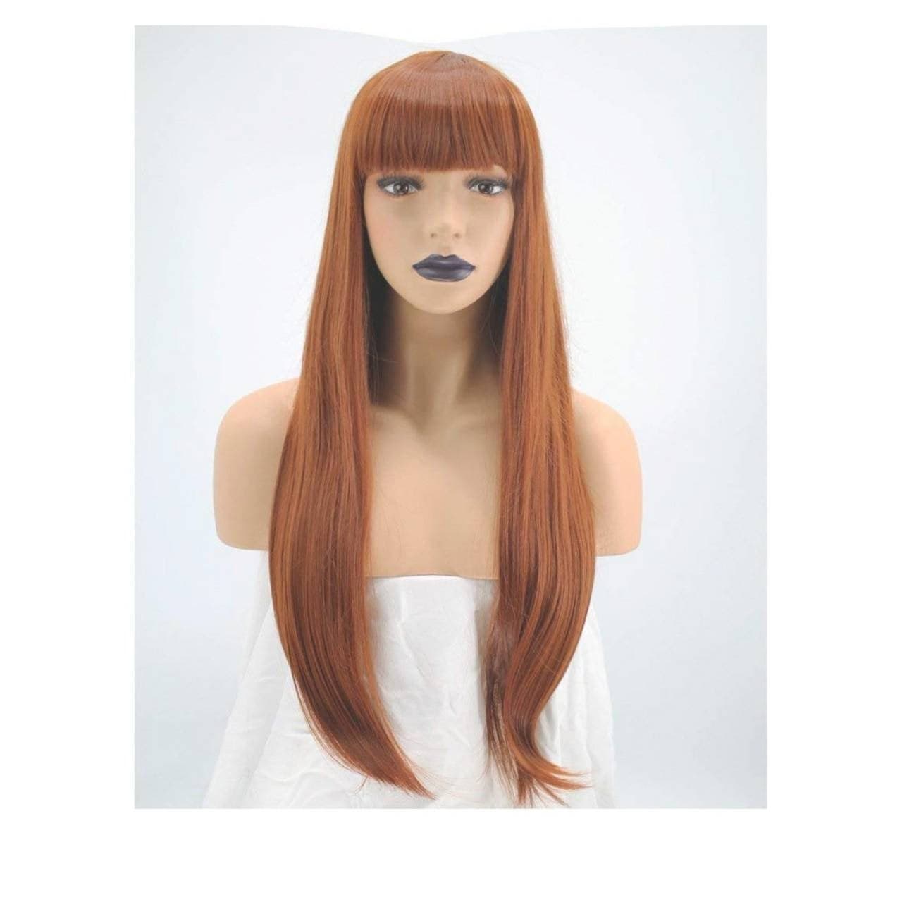 Copper Red// Wigs for Women//Wig//Bangs// Straight Wigs//Long Hair// Costume//Auburn Red - Copper Red Auburn - Thumbnail 4