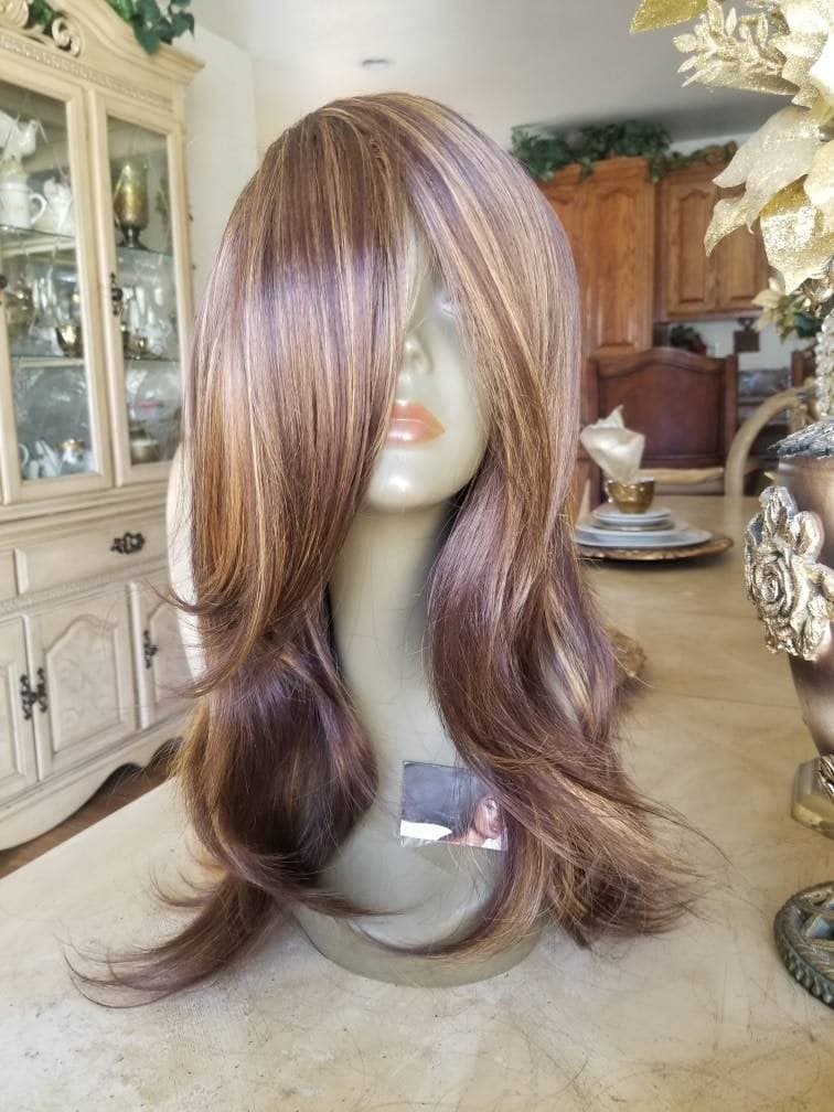 Brown Highlights// Beauty Wig//Straight Layered//Straight//Bangs - Thumbnail 2