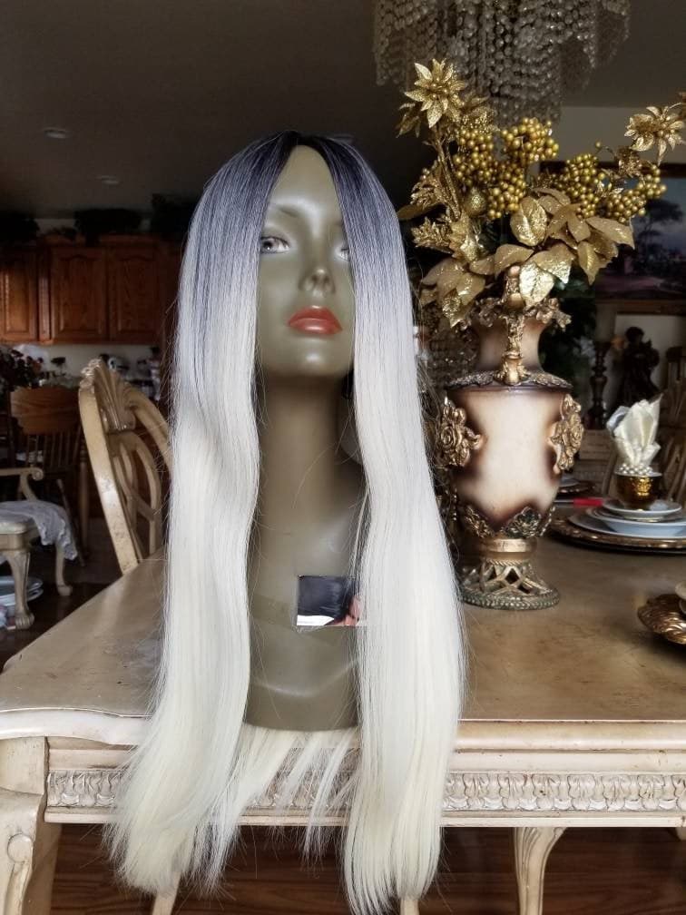 Ombre Blonde Straight Beauty Full Wig - Thumbnail 3