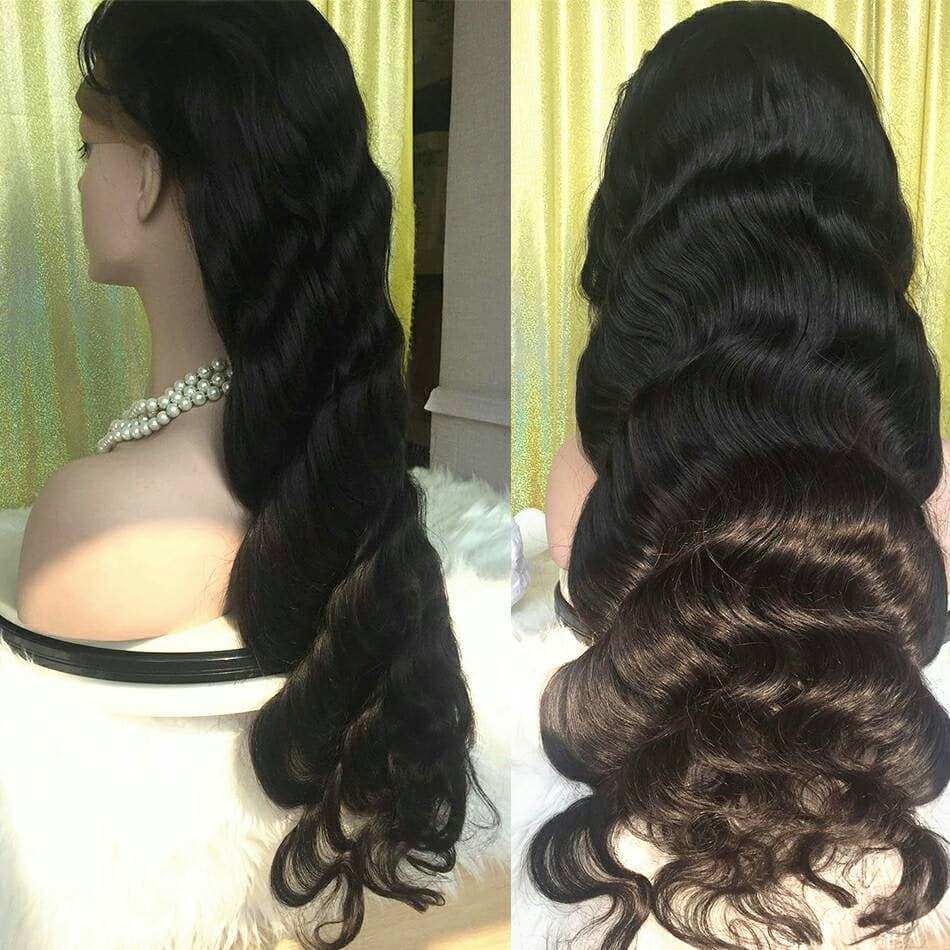 Black Body Wave// Human Hair/ Lace Front Wigs// Beautiful//Stunning// Brazilian Remy//Wig//Glueless/ Wave//Natural//30-35 inches - Black / 30-36 - Thumbnail 5