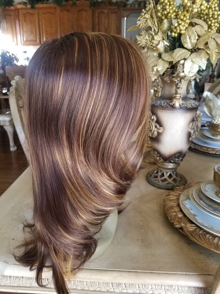 Brown Highlights// Beauty Wig//Straight Layered//Straight//Bangs - Thumbnail 3