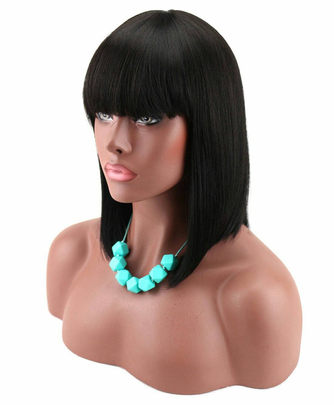 Black// Beauty Wig//Yaki Straight//Bob//Bangs//Short Wig - Thumbnail 4