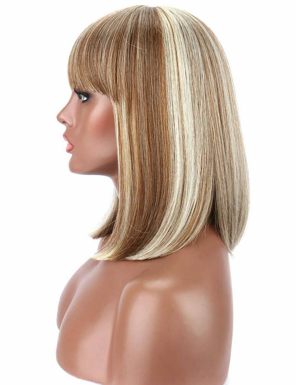 Blonde// Beauty Wig//Yaki Straight//Bob//Bangs//Short Wig - Thumbnail 4
