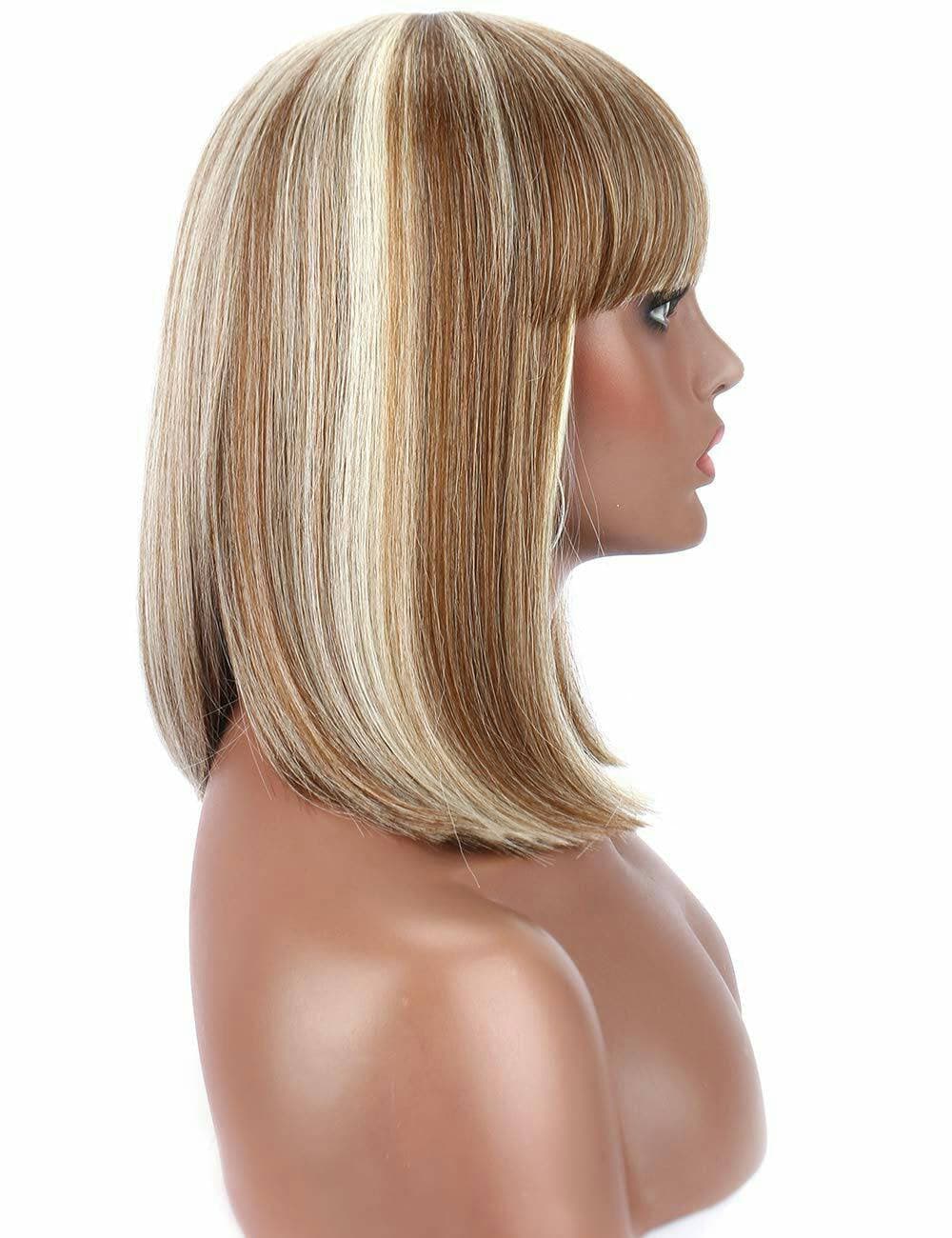 Blonde// Beauty Wig//Yaki Straight//Bob//Bangs//Short Wig - Thumbnail 5
